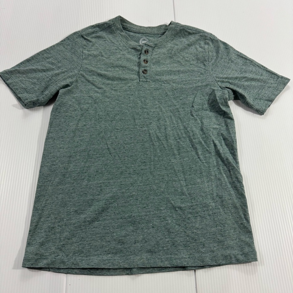 569. Boys Wonder Nation Heather Green Henley Tee (XL 14-16)